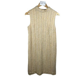 Vicky Vaughn Junior Chunky Knit Mod High Neck Dress Size 9 Cream Sleeveless